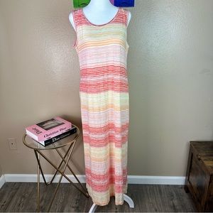J.Jill Woman  Colorful Striped Maxi Tank Dress  BodyCon size Medium Sundress